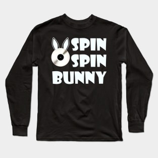 SpinSpinBunny Main Square Logo - Super Light Blue Lettering Long Sleeve T-Shirt